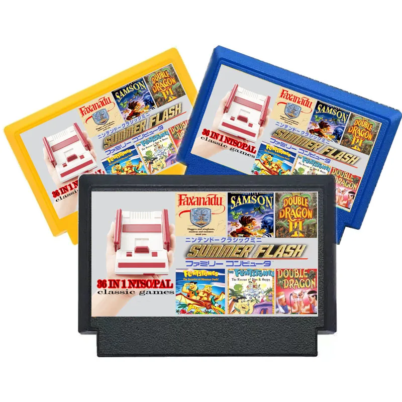 SUMMER FLASH 36 in 1 NTSC&PAL Game Cartridge For 8 bit 60 Pin Video Game Console NTSC/PAL Version
SUMMER FLASH 36 in 1 NTSC&PAL Game Cartridge For 8 bit 60 Pin Video Game Console NTSC/PAL Version