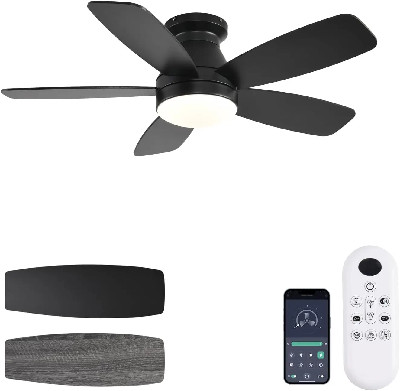 42" Low Profile Ceiling Fan with Lights, Remote & App Control, Reversible DC Motor, 3CCT Dimmable, Noiseless, Black for Indoor/Outdoor Use
42" Low Profile Ceiling Fan with Lights, Remote & App Control, Reversible DC Motor, 3CCT Dimmable, Noiseless, Black for Indoor/Outdoor Use