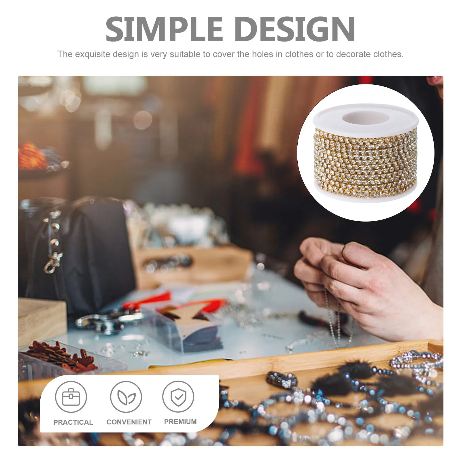 DIY Rhinestone Chain for Crafts Clothing Accessories Lightweight Compact Easy to Store Rhinestone Close Chain Clothes Accessory
DIY Rhinestone Chain for Crafts Clothing Accessories Lightweight Compact Easy to Store Rhinestone Close Chain Clothes Accessory