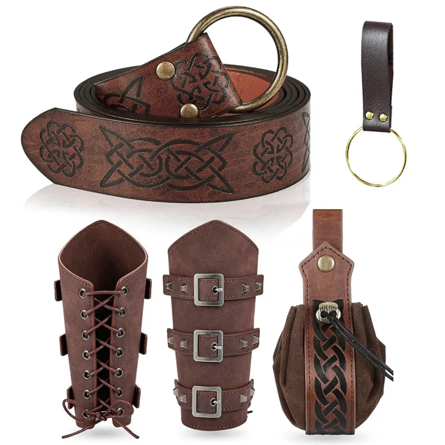 3pcs/5pcs Medieval Viking Retro Leather Belt Wrist Guard/Money Pouch/Key Ring Buckle Set Renaissance Accessories Halloween Cosp
3pcs/5pcs Medieval Viking Retro Leather Belt Wrist Guard/Money Pouch/Key Ring Buckle Set Renaissance Accessories Halloween Cosp
