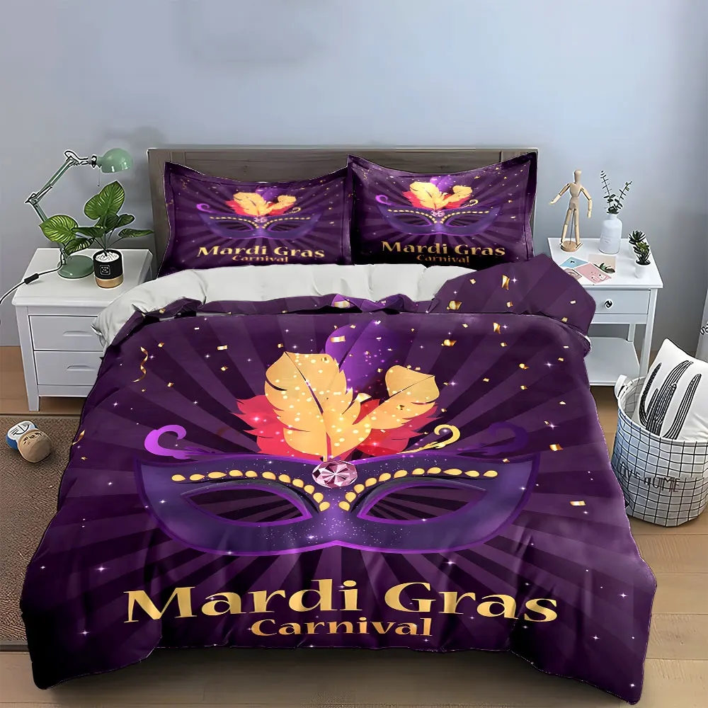 Mardi Gras Carnival Party Decorations Bedding Set with 1 Duvet Cover 2 Pillowcases Single Double King Queen, Gift
Mardi Gras Carnival Party Decorations Bedding Set with 1 Duvet Cover 2 Pillowcases Single Double King Queen, Gift