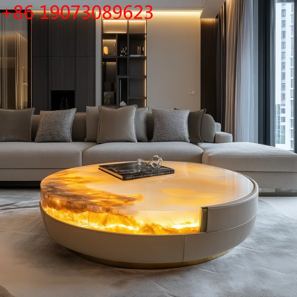 Круглый мраморный журнальный столик на заказ со встроенной подсветкой для современной минимализма, большая плоская мебель для гостиной
Круглый мраморный журнальный столик на заказ со встроенной подсветкой для современной минимализма, большая плоская мебель для гостиной