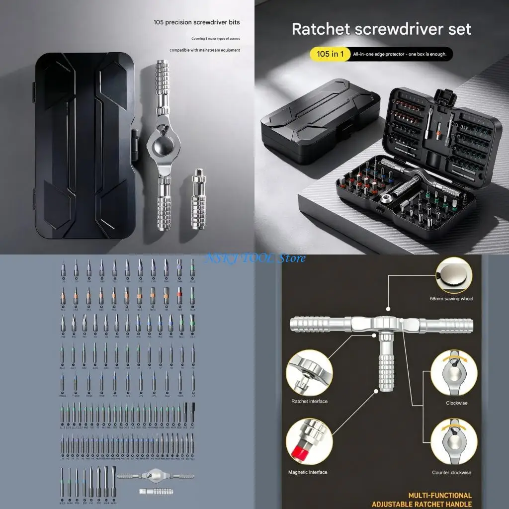 L8RC Professional 105 In 1 Multiple Bit Ratcheting Screwdriver For Hand Craft Projects Workshop Maintenance
L8RC Professional 105 In 1 Multiple Bit Ratcheting Screwdriver For Hand Craft Projects Workshop Maintenance