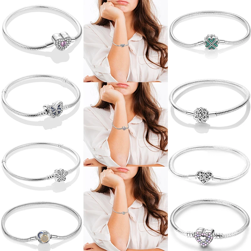 Original Bracelets 17-20CM LOVE Heart Shell 925 Sterling Silver Butterfly Footprint Fit DIY Charms Women Jewelry Gifts Making
Original Bracelets 17-20CM LOVE Heart Shell 925 Sterling Silver Butterfly Footprint Fit DIY Charms Women Jewelry Gifts Making