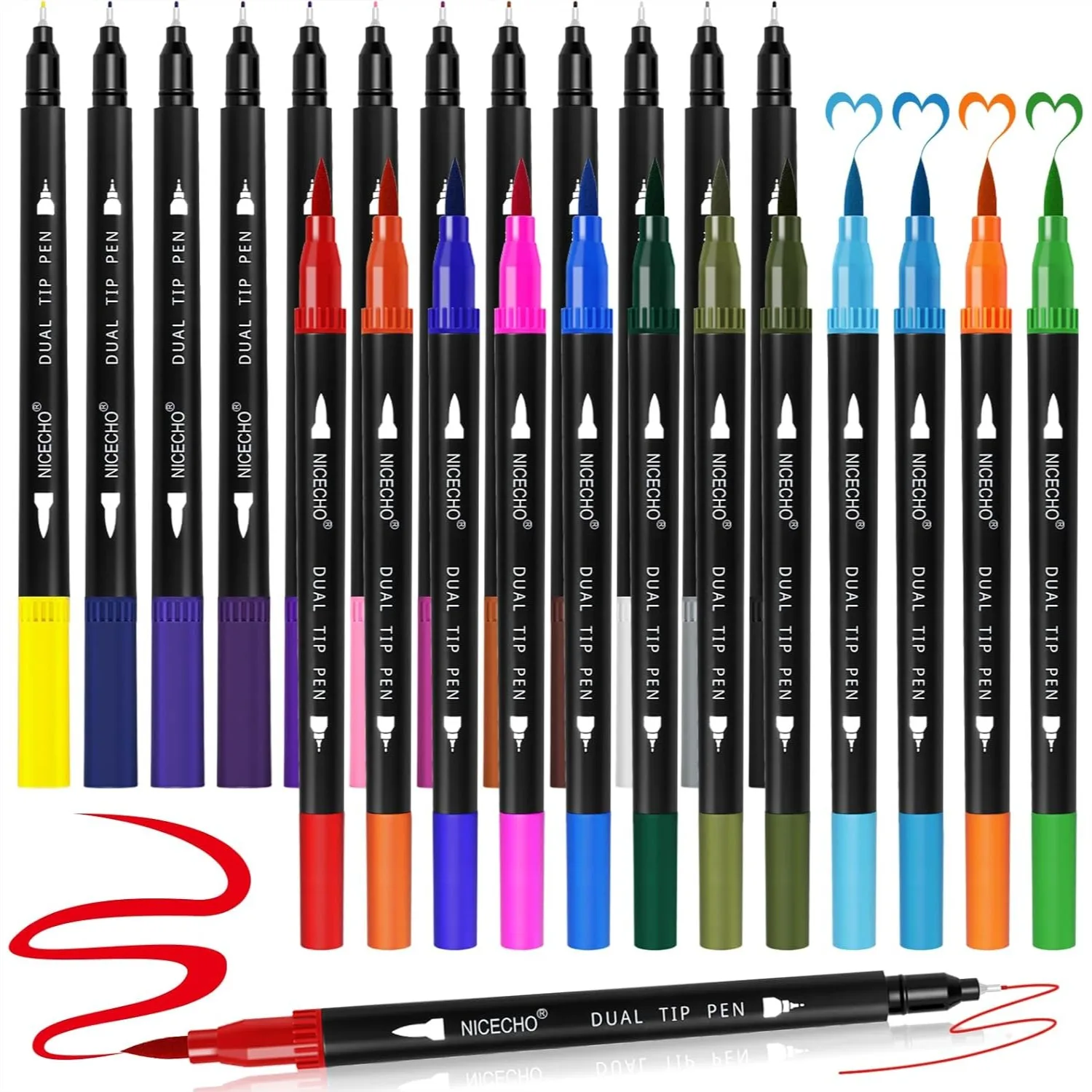 Dual Tip Art Markers Pens 24 Colors for Adult Coloring Books, Brush and Fineliner Tips for Journaling Note Taking Lettering
Dual Tip Art Markers Pens 24 Colors for Adult Coloring Books, Brush and Fineliner Tips for Journaling Note Taking Lettering