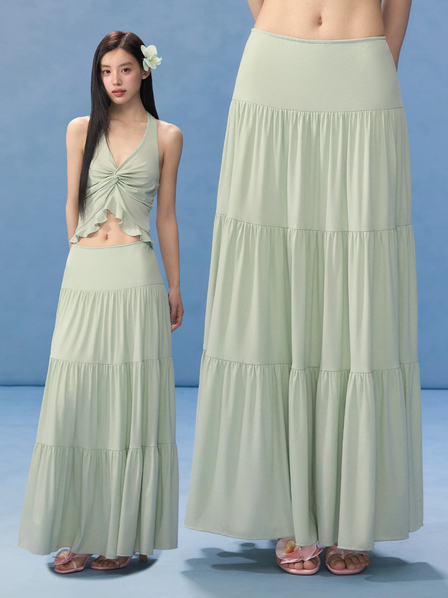 Weekendhub High Waist Long A-Line Skirt Women's Summer New Style Elegant Vacation Umbrella Skirt Gathered Hem Ruffle Skirt
Weekendhub High Waist Long A-Line Skirt Women's Summer New Style Elegant Vacation Umbrella Skirt Gathered Hem Ruffle Skirt