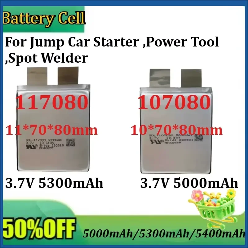 New 3.7V 35C 107080-5000mAh 117080-5300mAh DIY Weld 2S 3S Battery Cell for Jump Car Starter ,Power Tool ,Spot Welder
New 3.7V 35C 107080-5000mAh 117080-5300mAh DIY Weld 2S 3S Battery Cell for Jump Car Starter ,Power Tool ,Spot Welder