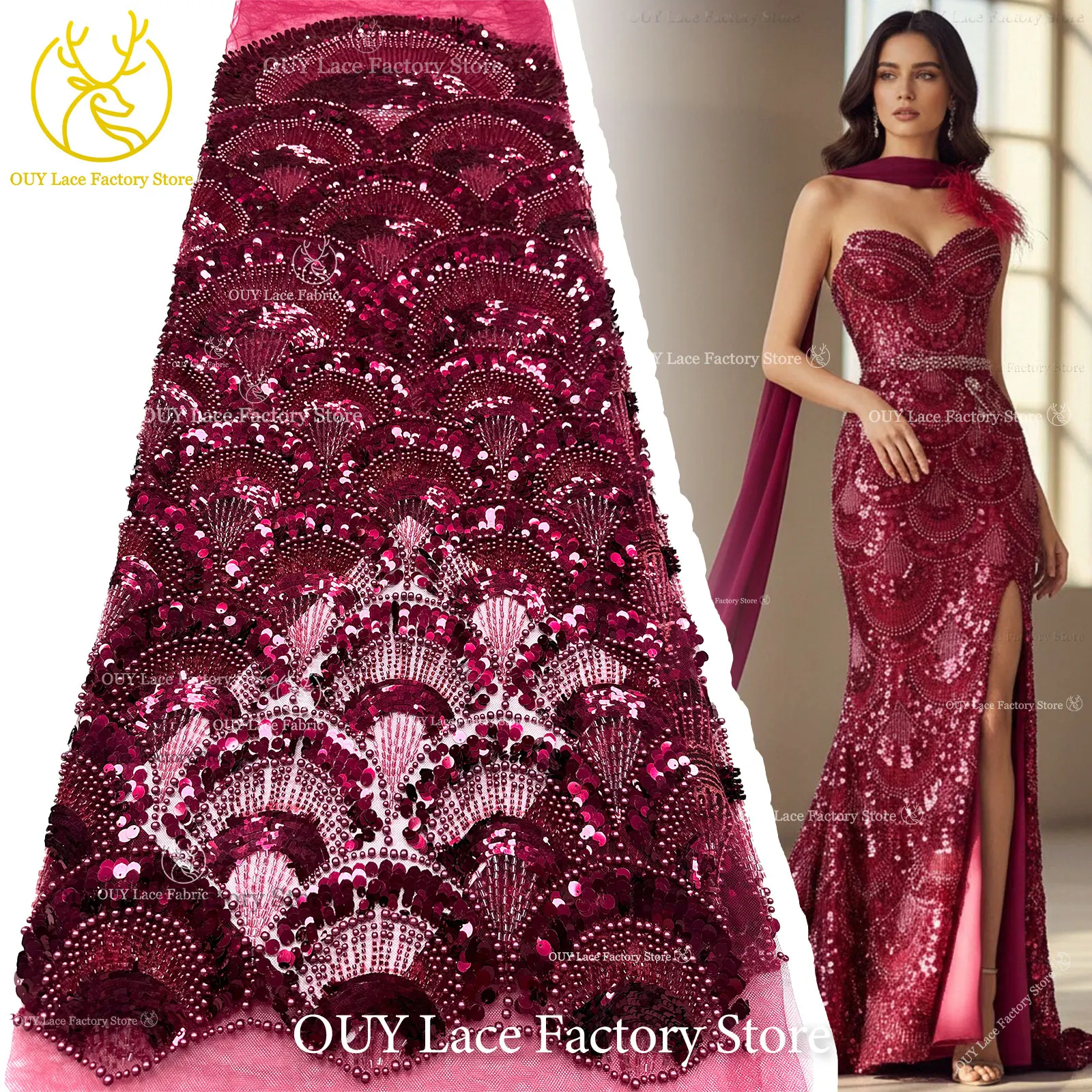 Nigerian Groom Beaded Lace Fabric 5 Yards Luxury French Sequins Tulle Lace African Lace Fabric For Sewing Wedding Women Dress
Nigerian Groom Beaded Lace Fabric 5 Yards Luxury French Sequins Tulle Lace African Lace Fabric For Sewing Wedding Women Dress