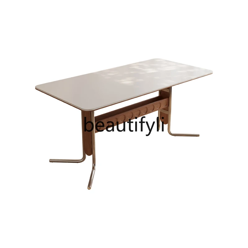 Retro solid wood medium and ancient rock slab dining table household small apartment modern simple dining table
Retro solid wood medium and ancient rock slab dining table household small apartment modern simple dining table