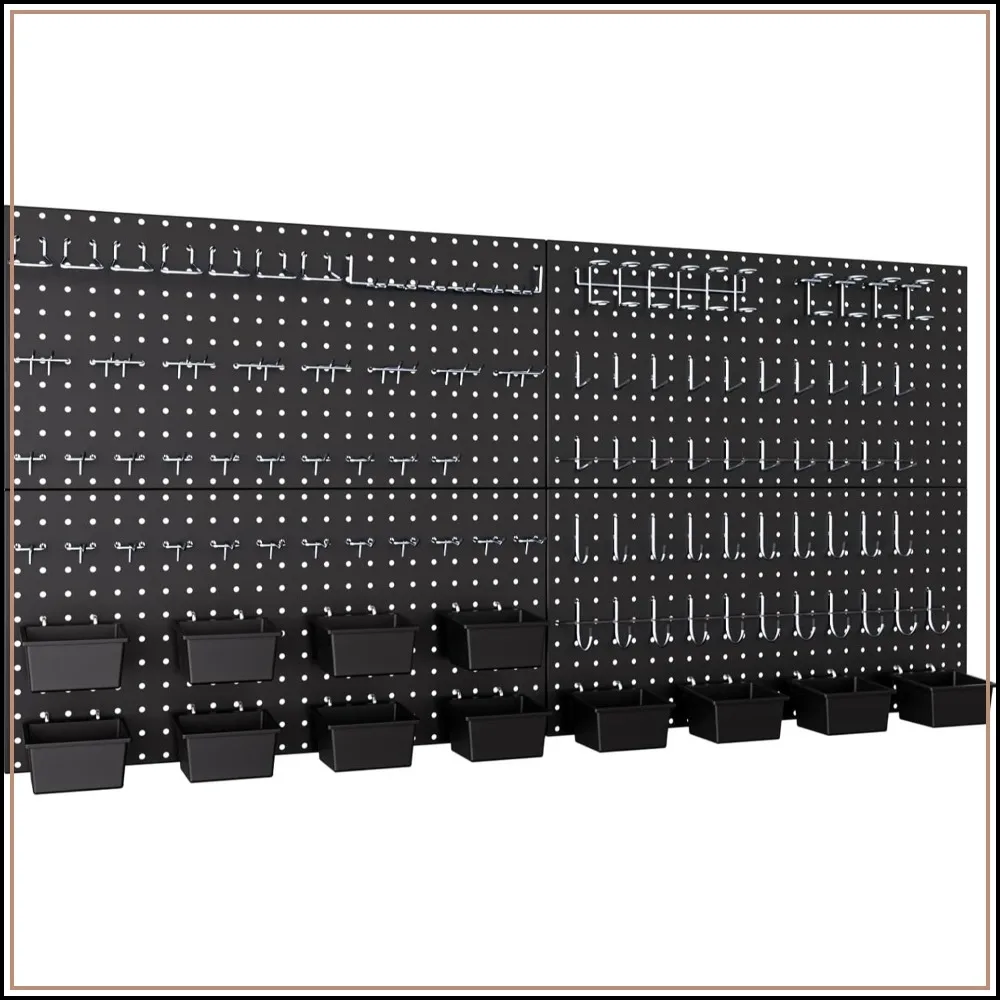 158PCS Metal Pegboard Wall Organizer, 48x24 Inch Black Pegboard Panels Kit with Hooks and Bins, Utility Storage for Garage Workbench Shed
158PCS Metal Pegboard Wall Organizer, 48x24 Inch Black Pegboard Panels Kit with Hooks and Bins, Utility Storage for Garage Workbench Shed
