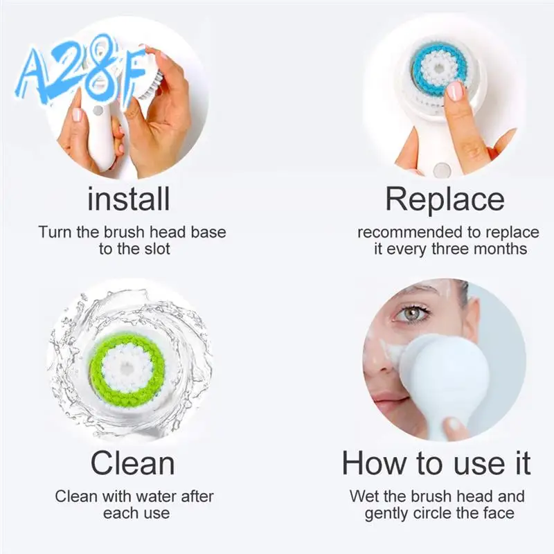 A28F-Soft Bristle Facial Cleansing Brush Heads For Clarisonic Mia Series & Smart Profile Uplift - 4 Pack
A28F-Soft Bristle Facial Cleansing Brush Heads For Clarisonic Mia Series & Smart Profile Uplift - 4 Pack