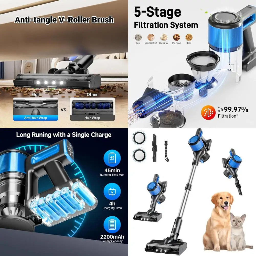 Легкий беспроводной пылесос 8-в-1, время работы 45 минут, сильное всасывание для твердых полов, ковров, шерсти домашних животных, N502
Легкий беспроводной пылесос 8-в-1, время работы 45 минут, сильное всасывание для твердых полов, ковров, шерсти домашних животных, N502