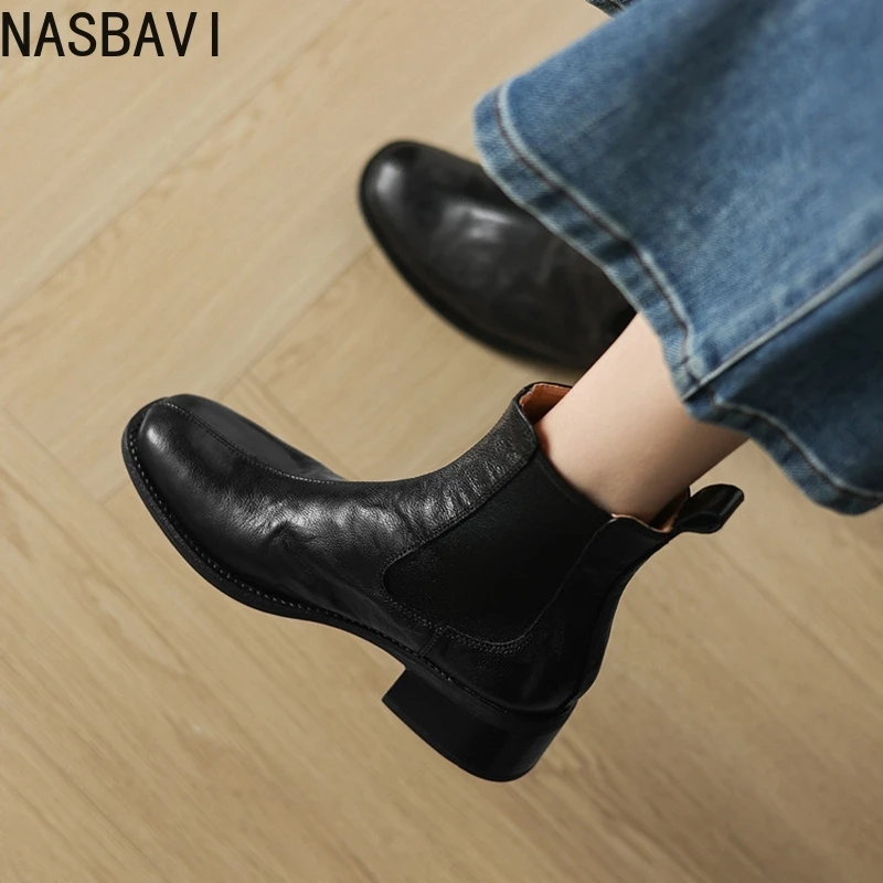 NEW Autumn Women Boots Genuine Leather Shoes for Women Round Toe Chunky Heel Shoes Slip-on Chelsea Boots Handmade Daily Shoes
NEW Autumn Women Boots Genuine Leather Shoes for Women Round Toe Chunky Heel Shoes Slip-on Chelsea Boots Handmade Daily Shoes