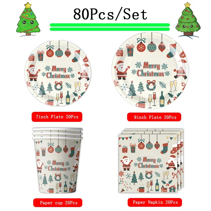 80Pcs/Set Christmas Party Supplies Disposable Tableware Plate Napkins Paper Cups Christmas Tableware Festive Decoration Supplies
80Pcs/Set Christmas Party Supplies Disposable Tableware Plate Napkins Paper Cups Christmas Tableware Festive Decoration Supplies