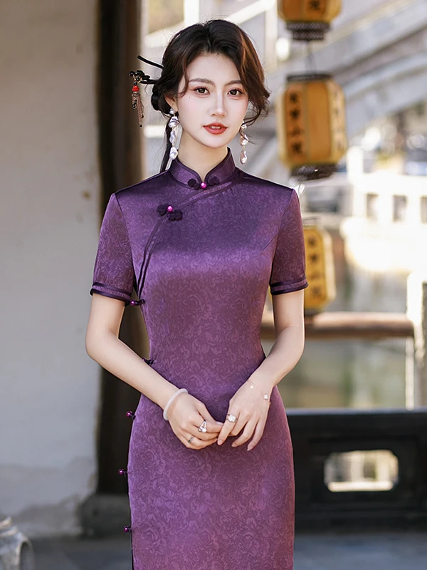 New Chinese Style Purple Slimming Dress Daily Wear Summer 2026 Retro National Trend Improved Long Short Sleeve
New Chinese Style Purple Slimming Dress Daily Wear Summer 2026 Retro National Trend Improved Long Short Sleeve