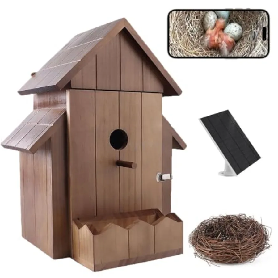 Smart Bird House with Camera, 1080p HD 2.4G WiFi Outdoor Bird Box. Features Auto Capture Bird Video Motion Detection, Night Vis
Smart Bird House with Camera, 1080p HD 2.4G WiFi Outdoor Bird Box. Features Auto Capture Bird Video Motion Detection, Night Vis
