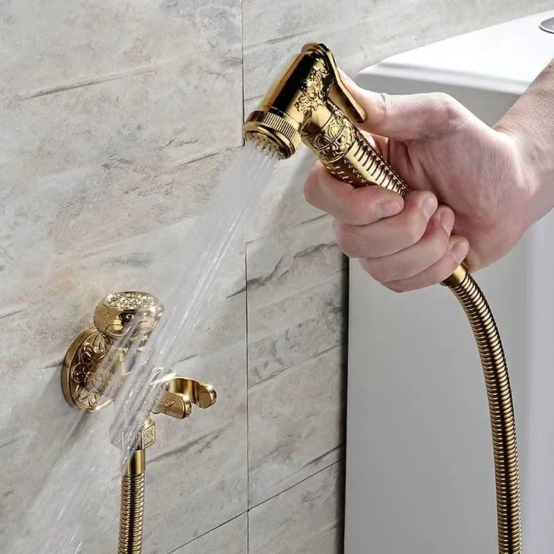 Antique Brass Handheld Bidet Sprayer Set with Carved Pattern, Toilet Hygiene Spray with Hose and Wall Mounted Valve for Bathroom
Antique Brass Handheld Bidet Sprayer Set with Carved Pattern, Toilet Hygiene Spray with Hose and Wall Mounted Valve for Bathroom