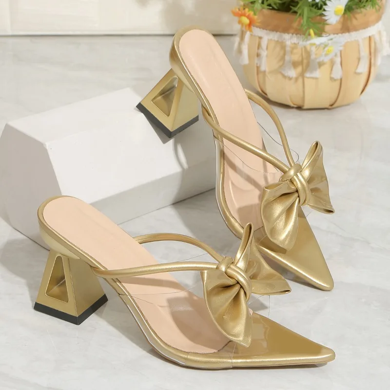 Pointed Toe Women's Slippers Niche Fashion Bow Open Toe Cutout Plus Size High Heel Sandals
Pointed Toe Women's Slippers Niche Fashion Bow Open Toe Cutout Plus Size High Heel Sandals