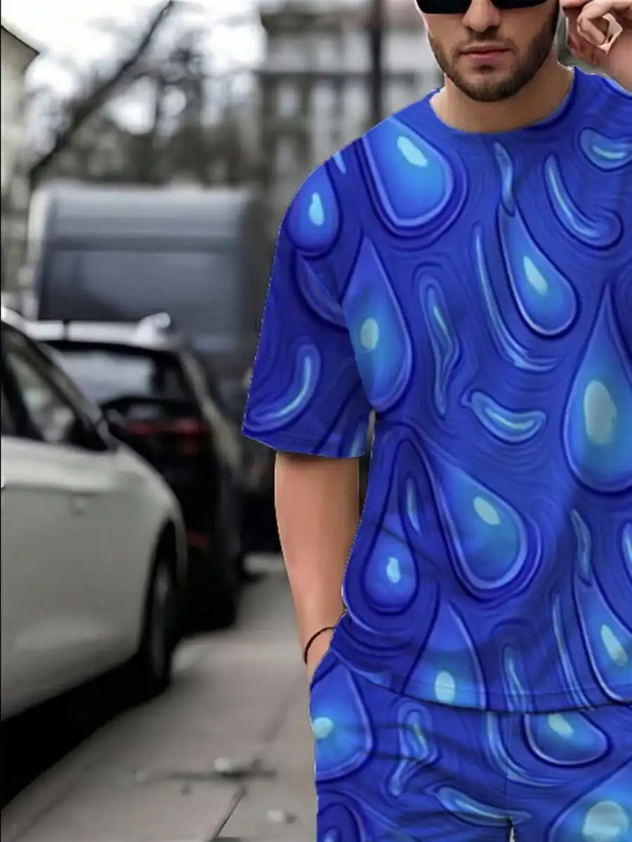 Blue Water Drop All-Over Print Mens T-Shirt And Shorts Set Polyester Lightweight Breathable
Blue Water Drop All-Over Print Mens T-Shirt And Shorts Set Polyester Lightweight Breathable