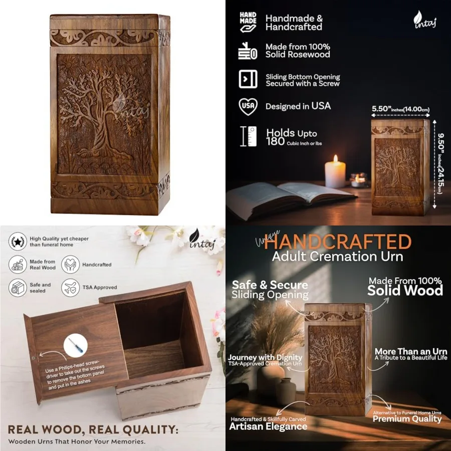 Wooden Tree of Life Cremation Urns for Human Ashes Memorial Urn Box and Casket for Adult Male, Female, Child, or Pets Cat/Dog B
Wooden Tree of Life Cremation Urns for Human Ashes Memorial Urn Box and Casket for Adult Male, Female, Child, or Pets Cat/Dog B