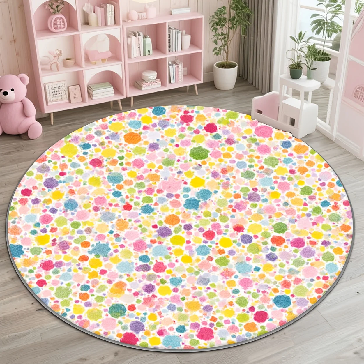Imitation Cashmere Colorful Spot Pattern, Modern Abstract Style 2D Printing Round Rug Home Decoration Versatile Kids' Room Nursery Living Room Sofa Entryway Bedroom Hall Bathroom Kitchen Laundry Room Machine Washable
Imitation Cashmere Colorful Spot Pattern, Modern Abstract Style 2D Printing Round Rug Home Decoration Versatile Kids' Room Nursery Living Room Sofa Entryway Bedroom Hall Bathroom Kitchen Laundry Room Machine Washable