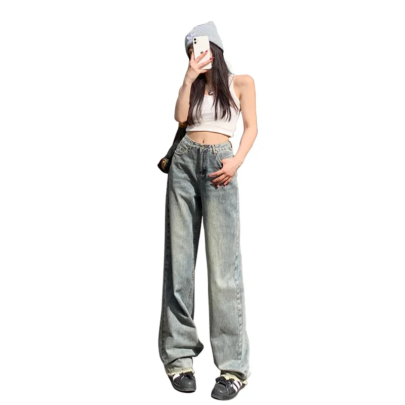 Korean Fashion Woman Jeans High Waist Women Clothing Nostalgic Plush Edge Jeans Women's Loose Wide Leg Pants
Korean Fashion Woman Jeans High Waist Women Clothing Nostalgic Plush Edge Jeans Women's Loose Wide Leg Pants