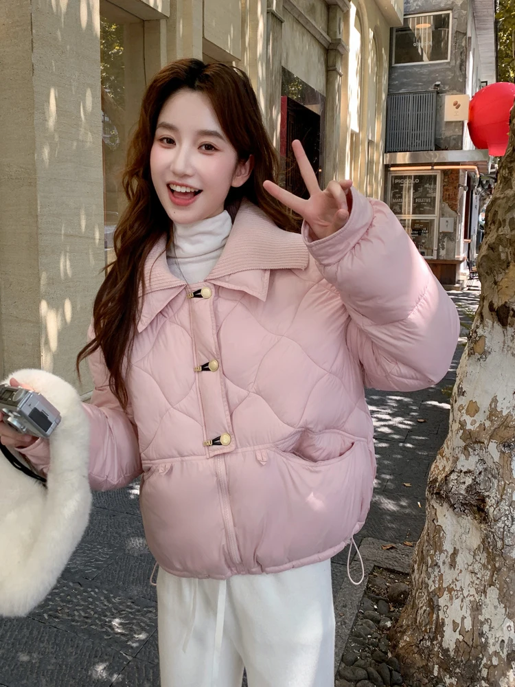 Casual Women's down Cotton Jacket Knitted Collar Short Style Korean Version Winter New Bread Cotton Coat Thickened Long Sleeve
Casual Women's down Cotton Jacket Knitted Collar Short Style Korean Version Winter New Bread Cotton Coat Thickened Long Sleeve