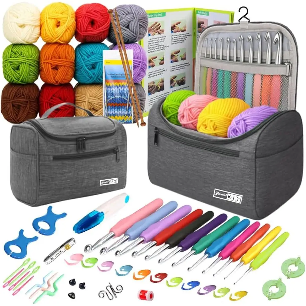 All-Inclusive Crochet Kit for Beginners: 840 Yards Yarn & 12 Sizes Hooks with Bag
All-Inclusive Crochet Kit for Beginners: 840 Yards Yarn & 12 Sizes Hooks with Bag