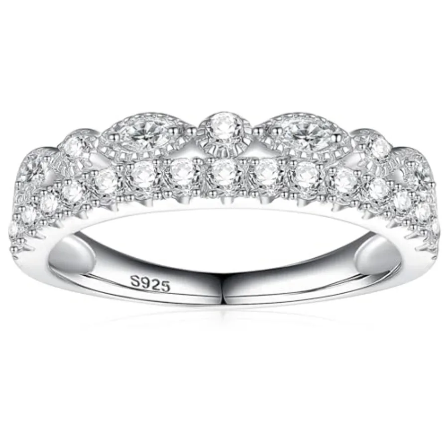 Yaresul Moissanite Wedding Band 2 Row Half Eternity Ring 925 Sterling Silver D Color VVSI Clarity Imitation Diamond Rings Moiss
Yaresul Moissanite Wedding Band 2 Row Half Eternity Ring 925 Sterling Silver D Color VVSI Clarity Imitation Diamond Rings Moiss