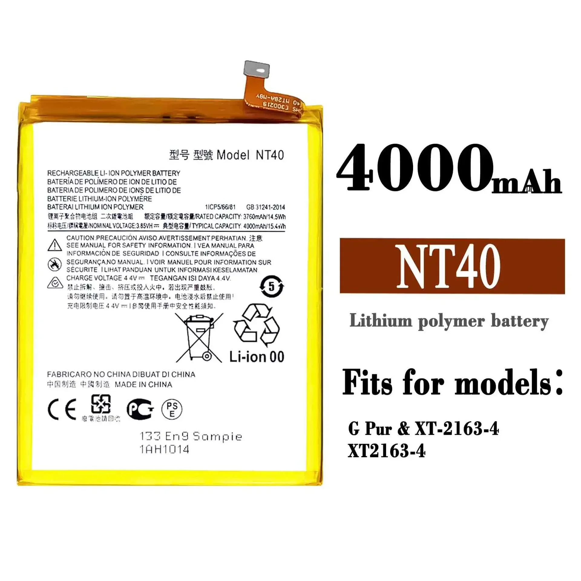 NT40 Replacement Battery For Motorola MOTO G Pure XT-2163-4 Mobile Phone Large Capacity Built-in New Batteries
NT40 Replacement Battery For Motorola MOTO G Pure XT-2163-4 Mobile Phone Large Capacity Built-in New Batteries