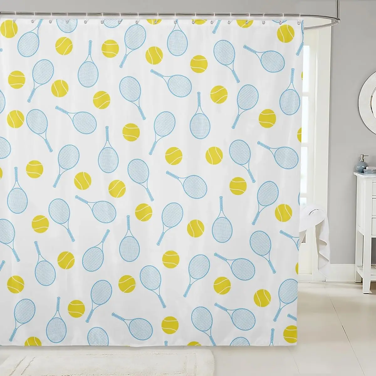 Теннисная спортивная детская занавеска для душа с ракеткой для мальчиков и девочек, любитель тенниса, простые игры с мячом, аксессуары для душа с крючками
Теннисная спортивная детская занавеска для душа с ракеткой для мальчиков и девочек, любитель тенниса, простые игры с мячом, аксессуары для душа с крючками