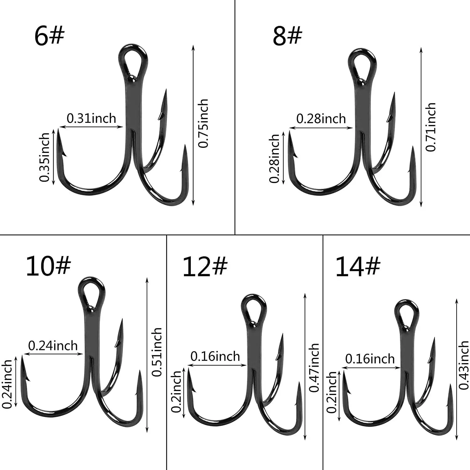 100pcs Treble Hooks Saltwater Fishing Hooks High-Carbon Steel Fishhooks High Strength Fishing Hooks Size 1/0#-14#
100pcs Treble Hooks Saltwater Fishing Hooks High-Carbon Steel Fishhooks High Strength Fishing Hooks Size 1/0#-14#