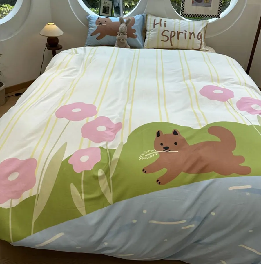 Cute colorful cartoon dog yellow bedding set single double,twin full queen cotton home textile bed sheet pillow case quilt cover
Cute colorful cartoon dog yellow bedding set single double,twin full queen cotton home textile bed sheet pillow case quilt cover