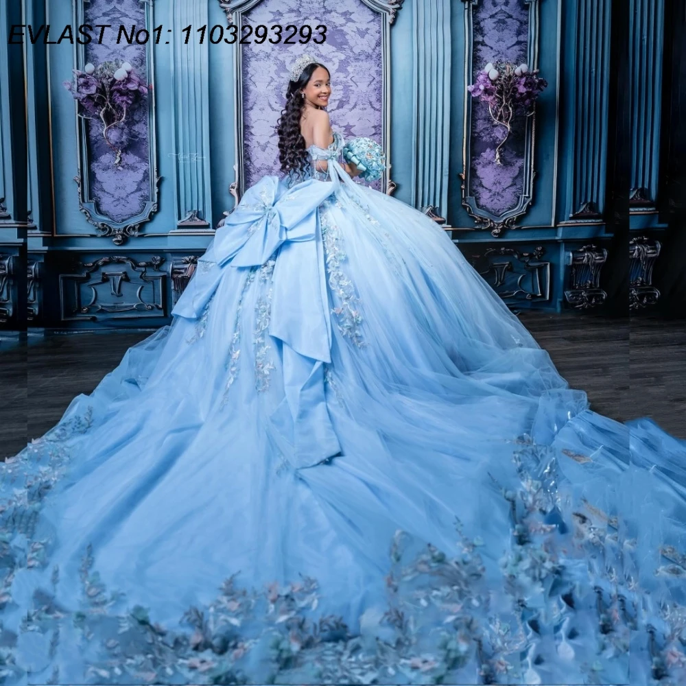EVLAST Customized Shiny Sky Blue Ball Gown Quinceanera Dress Floral Applique Beading Bow Sweet 16 Vestidos De 15 Anos E1QN225
EVLAST Customized Shiny Sky Blue Ball Gown Quinceanera Dress Floral Applique Beading Bow Sweet 16 Vestidos De 15 Anos E1QN225