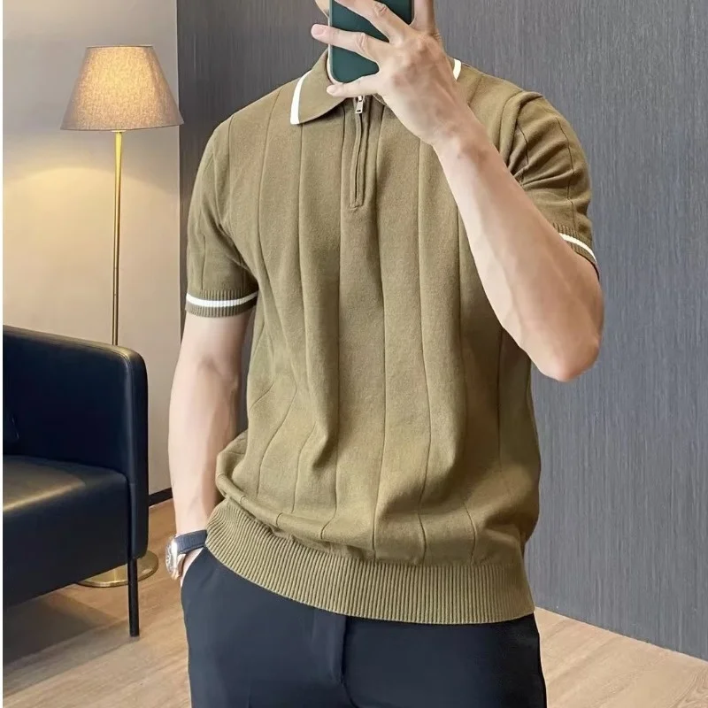 Lightweight Breathable Men's Shirt Short Sleeve Knitted Casual Striped Collar Business Casual Summer New Arrival T-Shirt
Lightweight Breathable Men's Shirt Short Sleeve Knitted Casual Striped Collar Business Casual Summer New Arrival T-Shirt