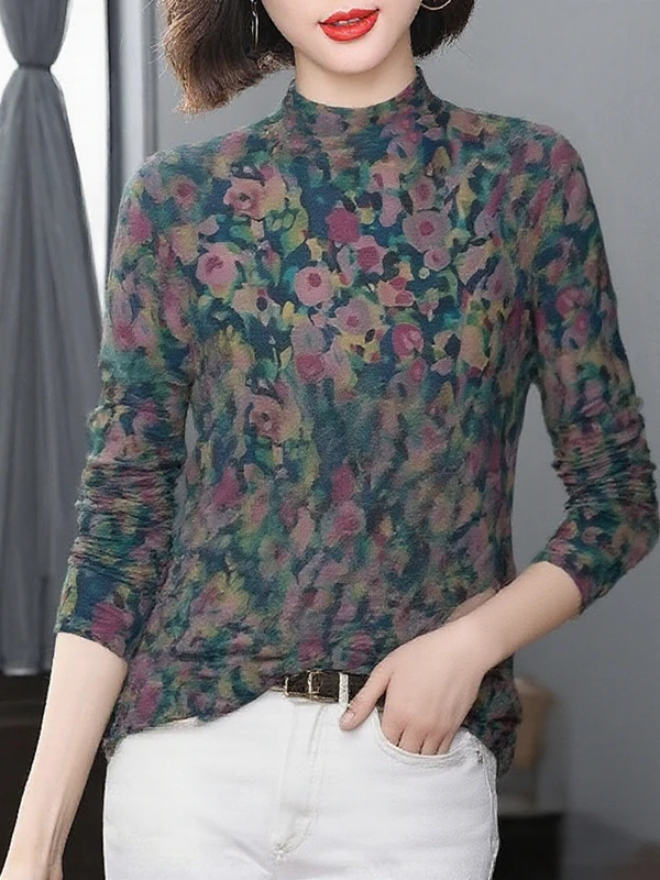 Elegant Printed Long Sleeve High Collar Base Shirt for Middle-Aged Women plus Size Fashionable Personality Top Polyester Fiber
Elegant Printed Long Sleeve High Collar Base Shirt for Middle-Aged Women plus Size Fashionable Personality Top Polyester Fiber