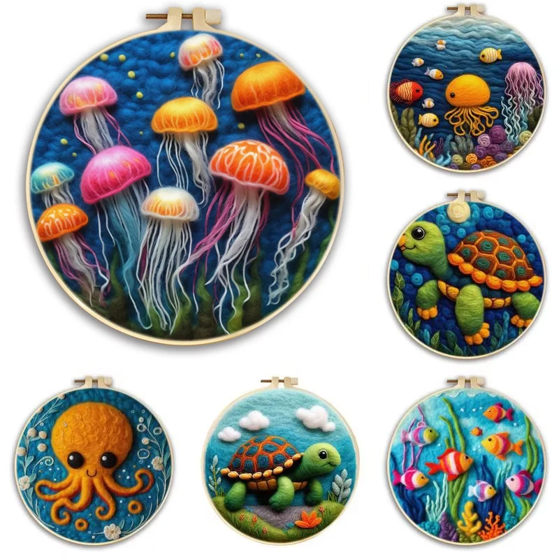 Wool Felt Painting Kit For Beginners marine animals Needle Felt Starter Set Craft Painting Handmade For Diy Gift Home Decoration
Wool Felt Painting Kit For Beginners marine animals Needle Felt Starter Set Craft Painting Handmade For Diy Gift Home Decoration