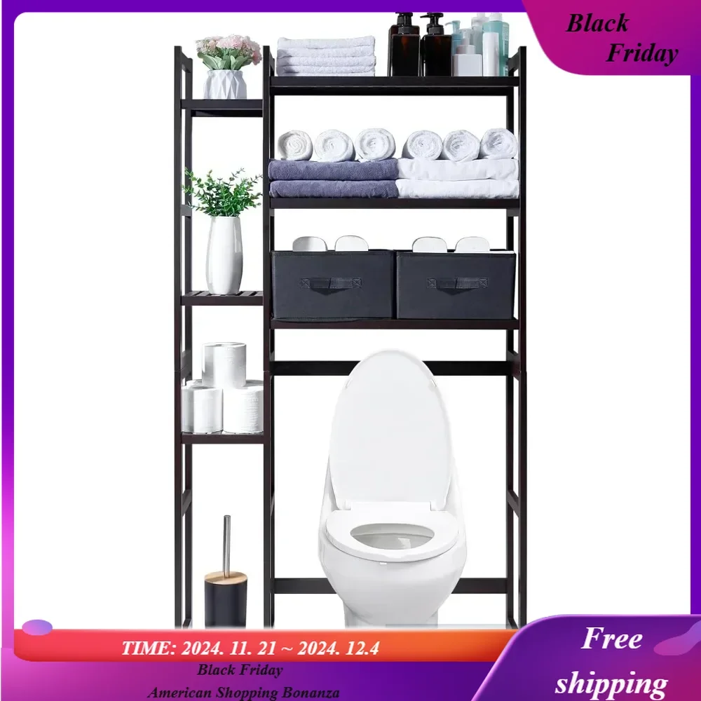 Over The Toilet Storage with Basket and Drawer, Bamboo Bathroom Organizer with Adjustable Shelf & Waterproof Feet Pad
Over The Toilet Storage with Basket and Drawer, Bamboo Bathroom Organizer with Adjustable Shelf & Waterproof Feet Pad