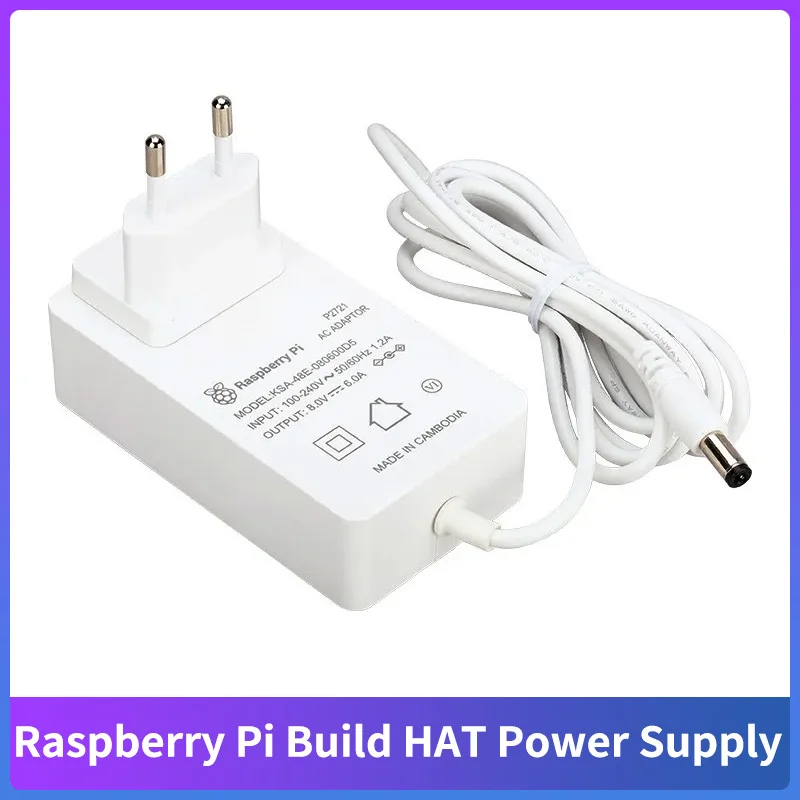 Raspberry Pi Build HAT Power Supply 48W 8V 6A Power Adapter EU US Plug with 1.5m 16AWG Cable LEGO-compatible for RPi 4B 3B
Raspberry Pi Build HAT Power Supply 48W 8V 6A Power Adapter EU US Plug with 1.5m 16AWG Cable LEGO-compatible for RPi 4B 3B