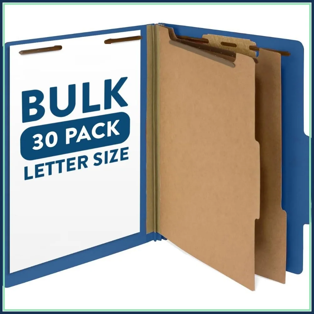 30 Pack Letter Size Classification Folders, 2 Dividers, 2 Inch Expansion, Dark Blue, Durable Metal Prongs
30 Pack Letter Size Classification Folders, 2 Dividers, 2 Inch Expansion, Dark Blue, Durable Metal Prongs