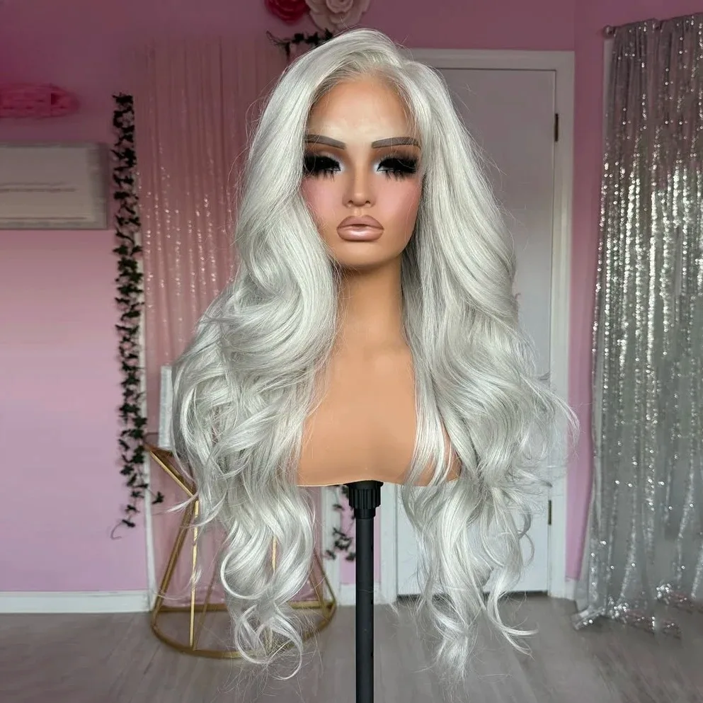 Light Silver Grey Lace Frontal Wig Grey 13x4 Body Wave Lace Front Wig Preplucked Brazilian Lace Front Wigs 30 Inch Synthetic Wig
Light Silver Grey Lace Frontal Wig Grey 13x4 Body Wave Lace Front Wig Preplucked Brazilian Lace Front Wigs 30 Inch Synthetic Wig