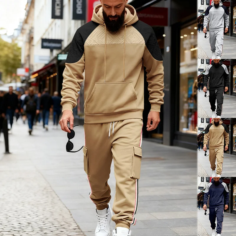 Autumn and Winter New Trendy Loose Contrasting Color Textured Hooded Sweatshirt and Sweatpants Casual Suit
Autumn and Winter New Trendy Loose Contrasting Color Textured Hooded Sweatshirt and Sweatpants Casual Suit