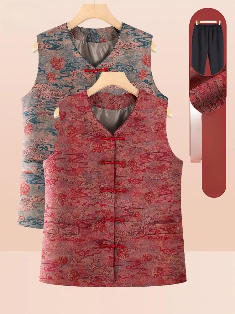 New Chinese Sle Women's Vest Outerwear for Middle-Aged And ly Autumn Spring Long Pants V-Ne Button-Up Regular Sve
New Chinese Sle Women's Vest Outerwear for Middle-Aged And ly Autumn Spring Long Pants V-Ne Button-Up Regular Sve
