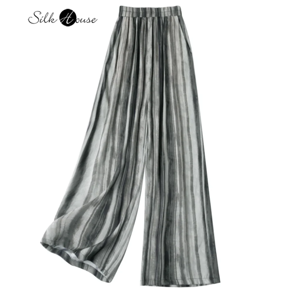 Women's Clothing Heavyweight 21MM 93% Natural Mulberry Silk Elastic Double Qiao Satin Retro Ink Striped Printed Wide Leg Pants
Women's Clothing Heavyweight 21MM 93% Natural Mulberry Silk Elastic Double Qiao Satin Retro Ink Striped Printed Wide Leg Pants