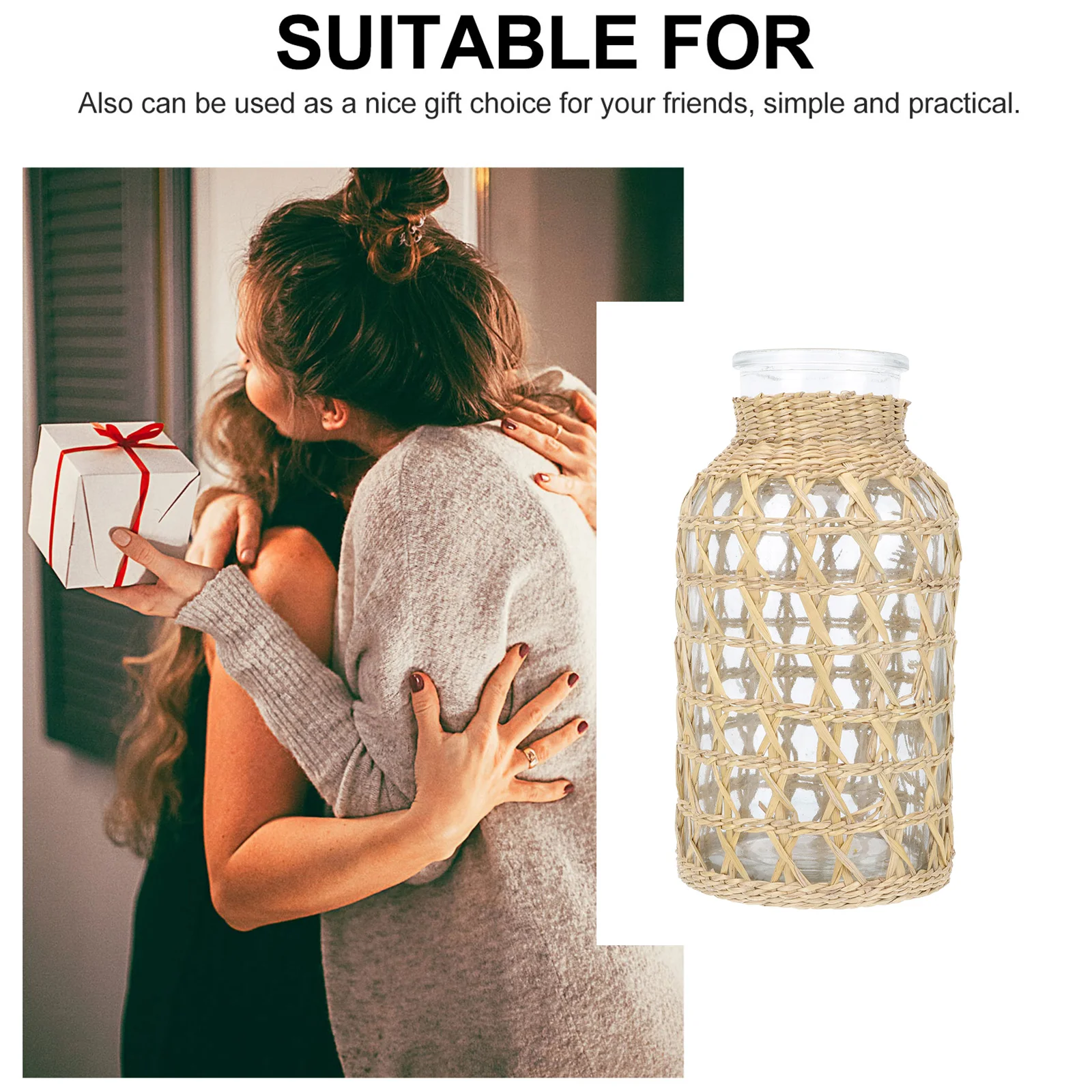 Creative Rattan Woven Glass Vase Multicolor Flower Arrangement Container Home Decoration Desktop Vase for Seagrass
Creative Rattan Woven Glass Vase Multicolor Flower Arrangement Container Home Decoration Desktop Vase for Seagrass