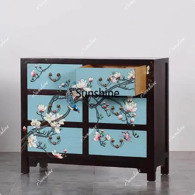 New Chinese-style painted furniture, hand-painted flowers and birds solid wood bedroom chest
New Chinese-style painted furniture, hand-painted flowers and birds solid wood bedroom chest