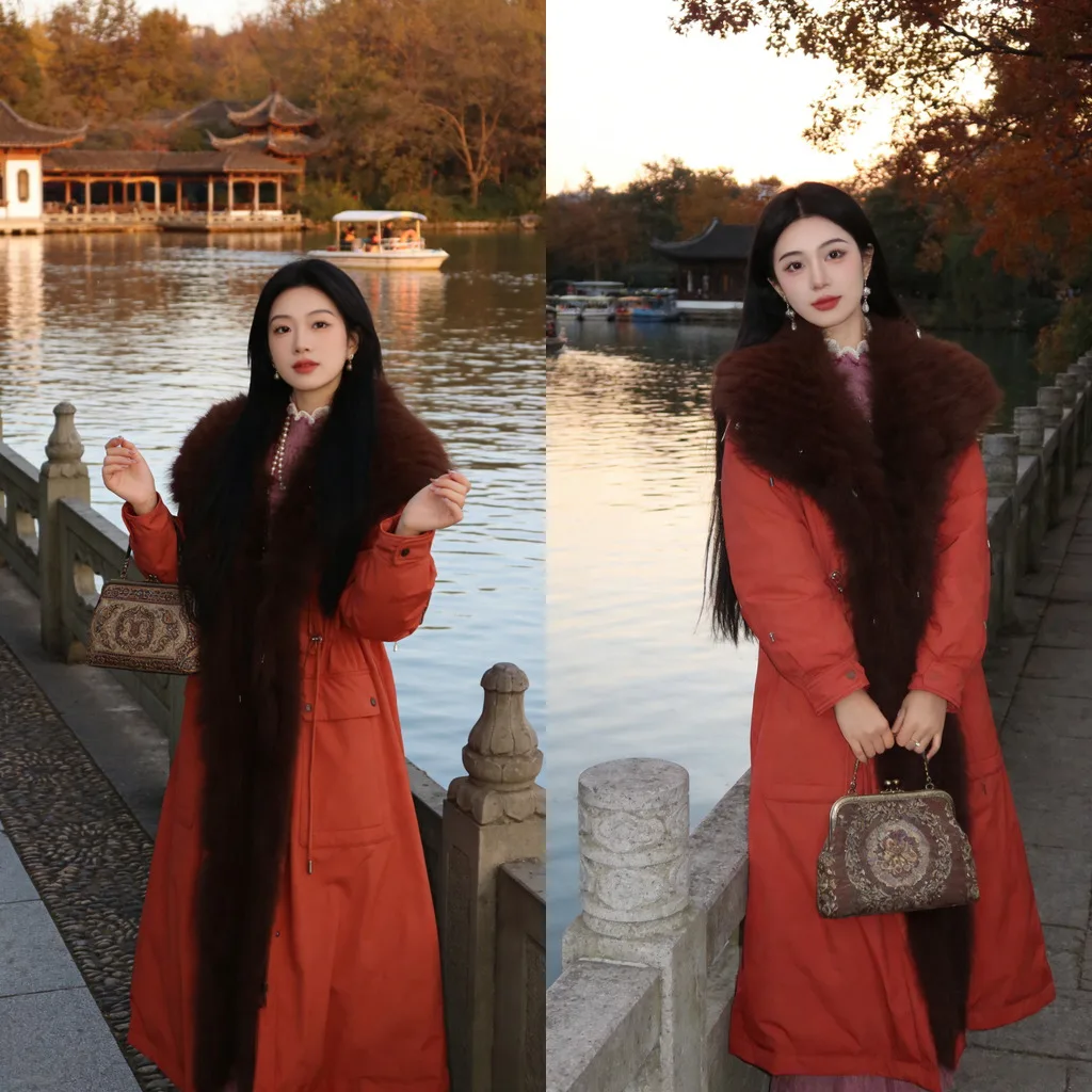 Модное универсальное женское теплое длинное пальто премиум-класса с меховым воротником, элегантная верхняя одежда для повседневной носки
Модное универсальное женское теплое длинное пальто премиум-класса с меховым воротником, элегантная верхняя одежда для повседневной носки