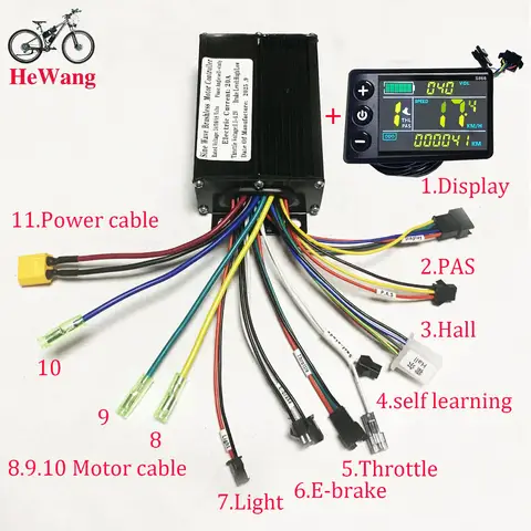 24V 36V 48V 500W 20A E-Bike Sine Wave Brushless Motor Controller With S866 Colour LCD Display for E-Scooter PAS， throttle ,Light