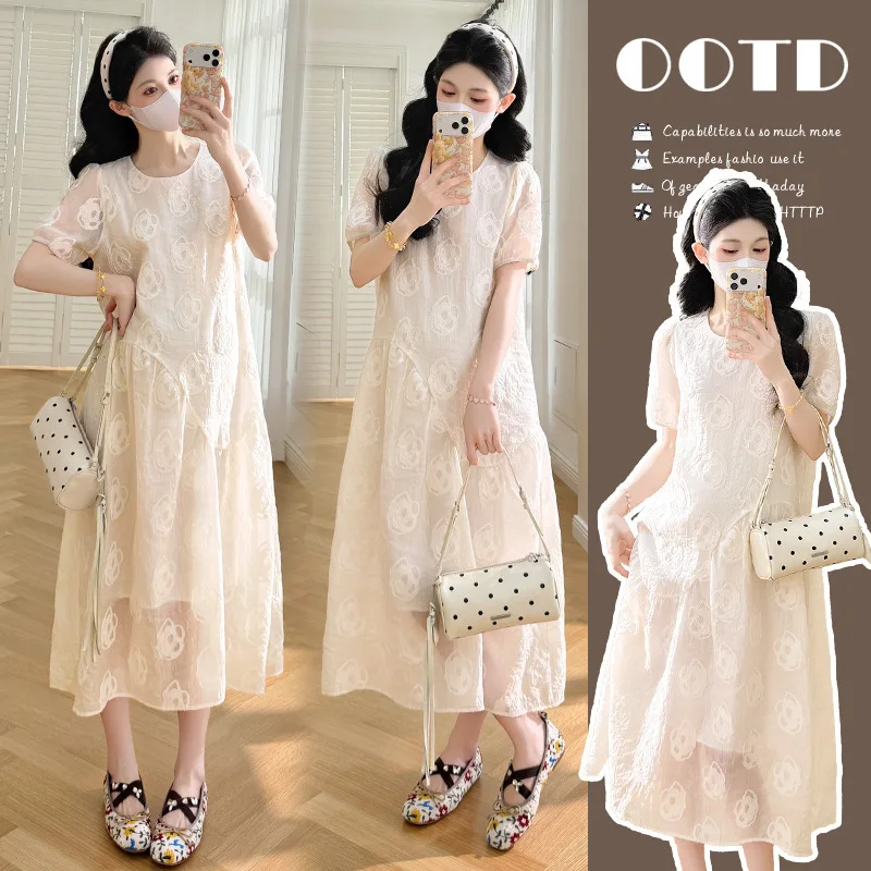 Maternity Dress Summer 2026 Gentle Elegant Temperament Flower Embroidery Short Sleeve White Dress for Pregnant Women
Maternity Dress Summer 2026 Gentle Elegant Temperament Flower Embroidery Short Sleeve White Dress for Pregnant Women