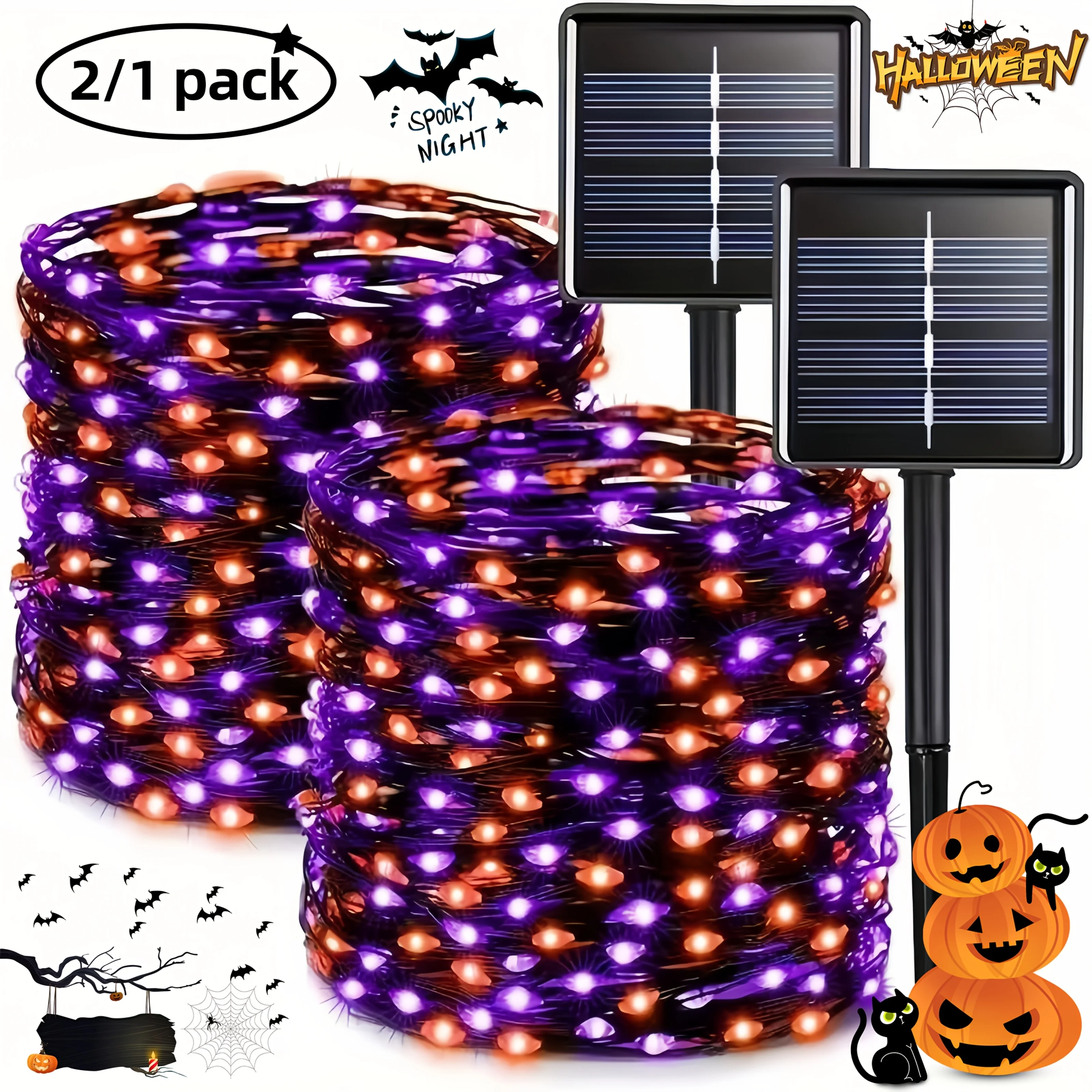 1/2Pack 120/240 LED 45.93ft Solar Orange-Purple Halloween Lights Garden Fence Porch Party Trick-Or-Treaters Horror Decorations
1/2Pack 120/240 LED 45.93ft Solar Orange-Purple Halloween Lights Garden Fence Porch Party Trick-Or-Treaters Horror Decorations